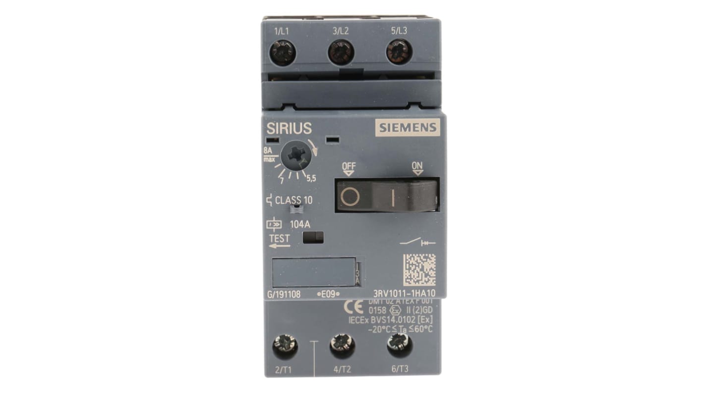 3RV1011-1HA10 | Siemens モータ保護回路ブレーカ 5.5 → 8 A 