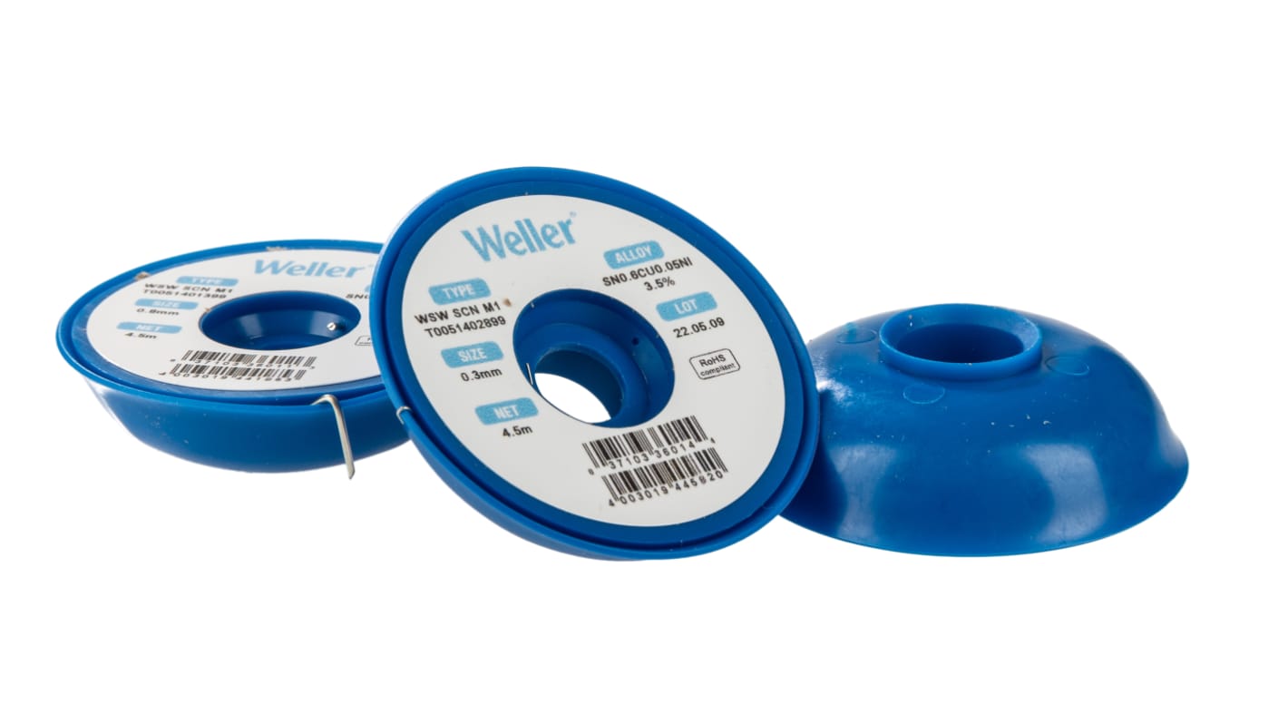 Lega saldante Weller, Ø 0.3 mm, 0.5 mm, 0.8 mm, punto fusione 228-229°C, 21g