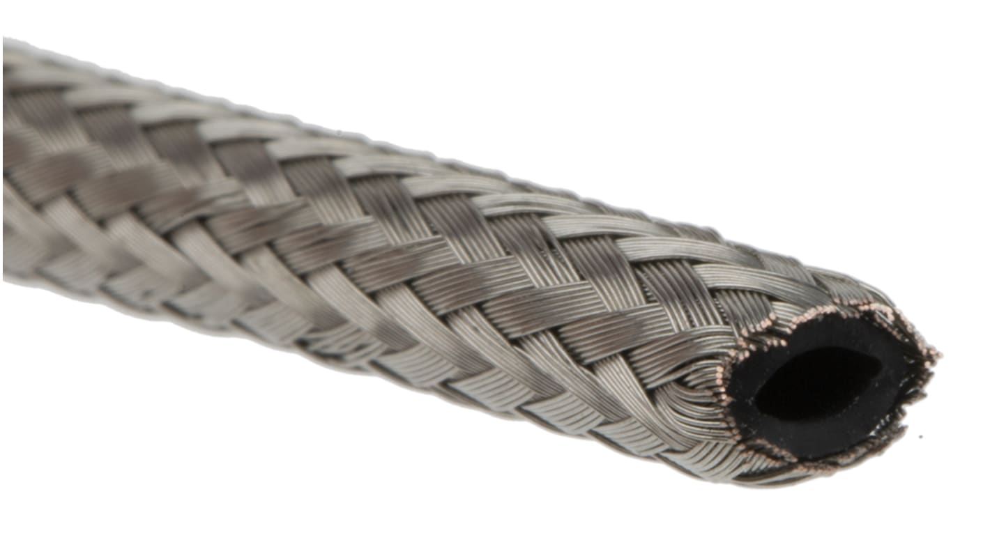 TE Connectivity Expandable Braided Copper Silver Cable Sleeve, 4mm Diameter, 10m Length, RayBraid Series