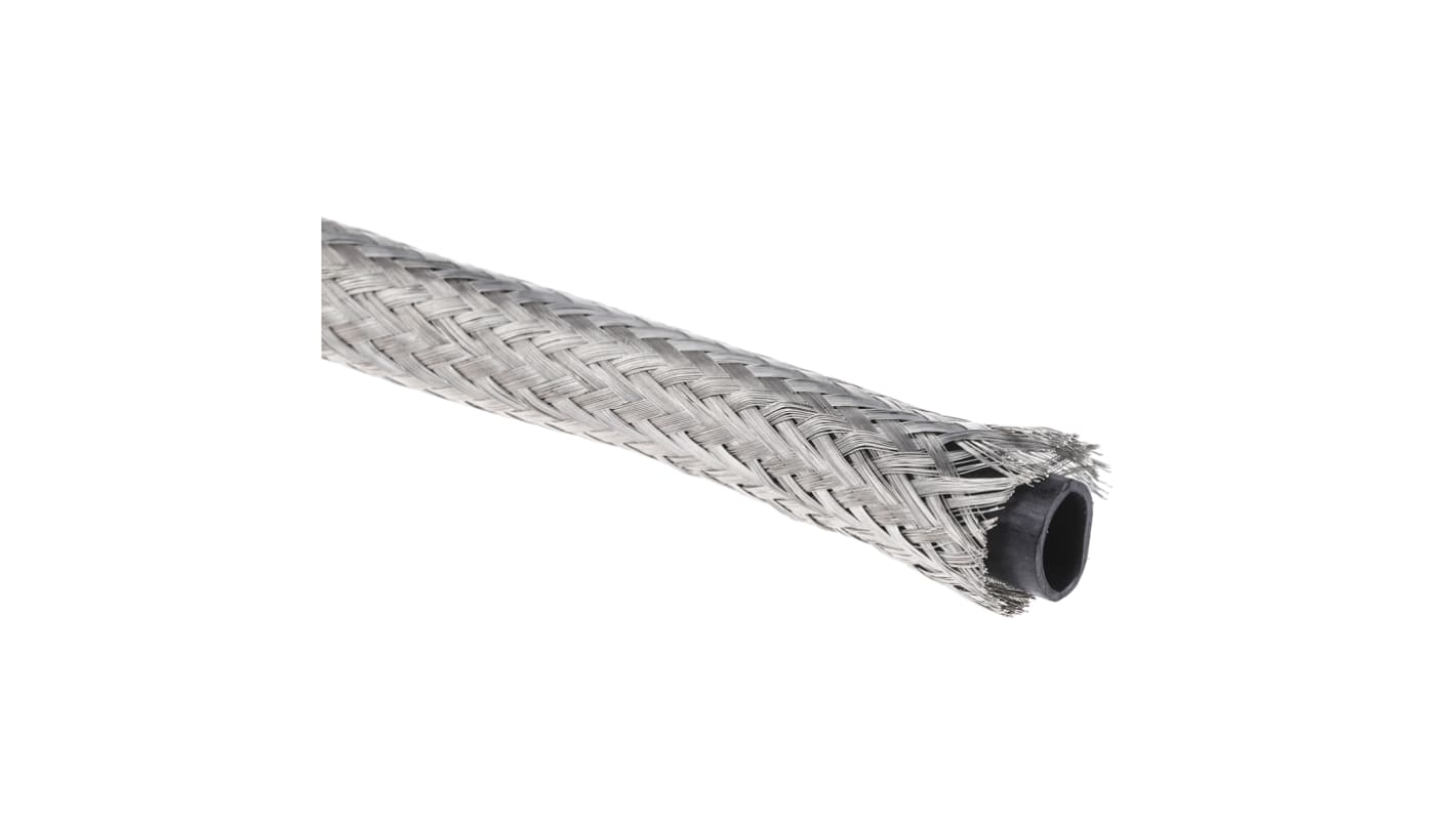 TE Connectivity Expandable Braided Copper Silver Cable Sleeve, 10mm Diameter, 10m Length, RayBraid Series