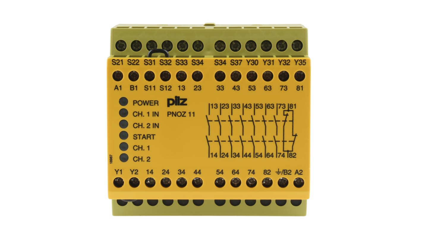Pilz セーフティリレー, 24V ac/dc, 安全接点:7, 緊急停止 Pilz セーフティリレー, 24V ac/dc, 安全接点:7, 緊急停止