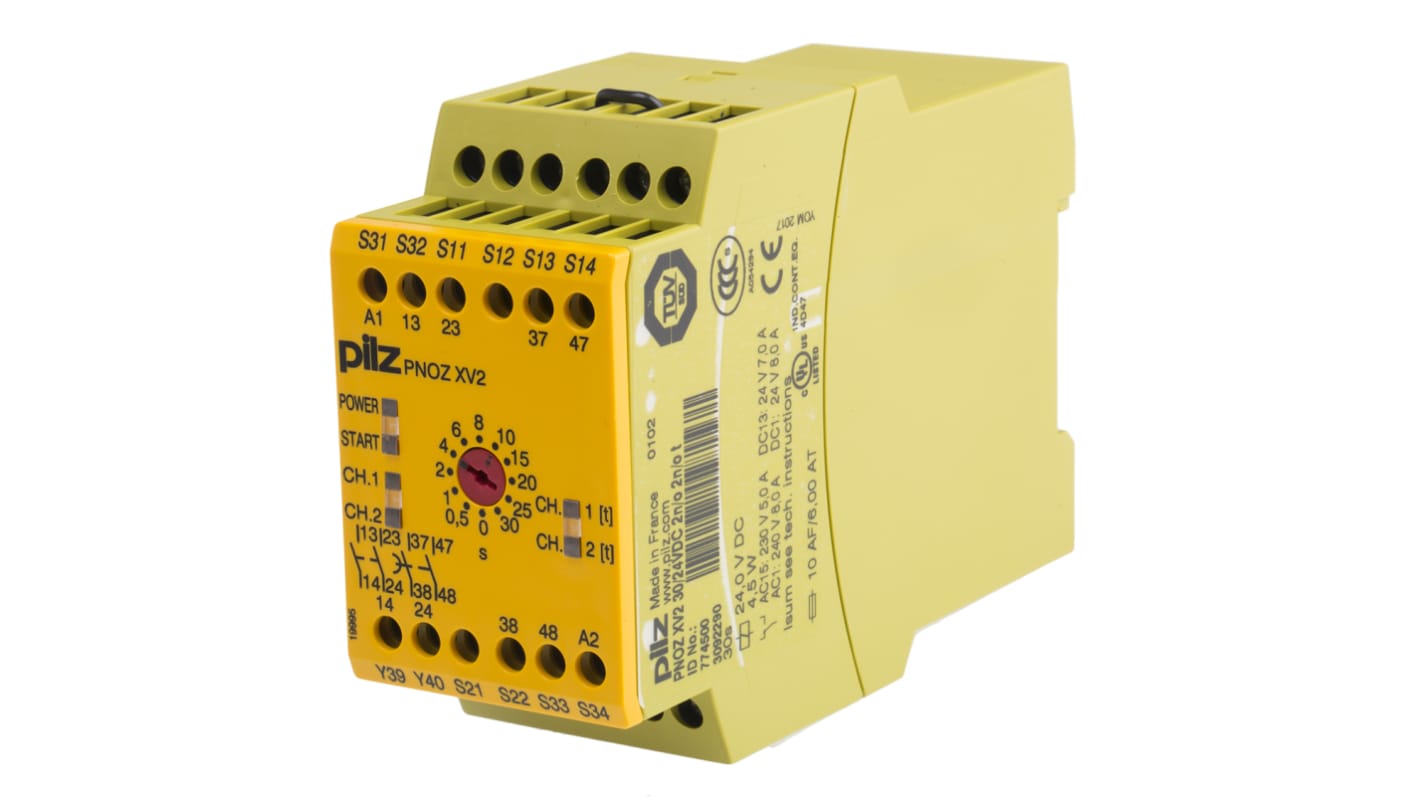 Pilz PNOZ X PNOZ XV2 Emergency Stop Safety Relay, 24V dc, Dual-Channel, 2 Safety Contacts