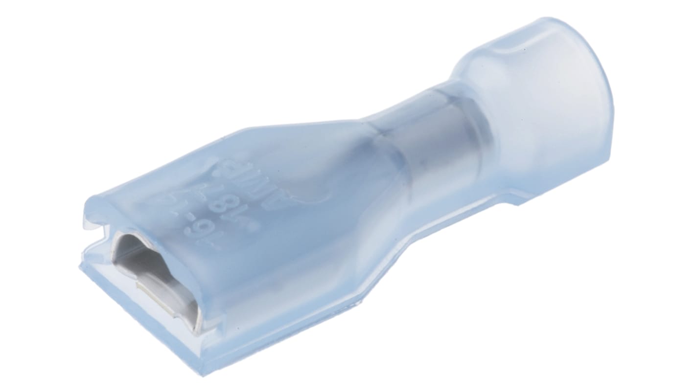 TE Connectivity Ultra-Fast .187 Blue Insulated Female Spade Connector, Receptacle, 4.75 x 0.81mm Tab Size, 1.3mm² to