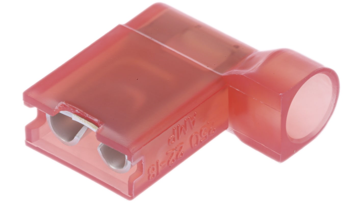 TE Connectivity 绝缘旗形端子母座, 6.35 x 0.81mm接片, 线规0.3mm²至0.9mm², 红色, 尼龙绝缘, 镀锡黄铜触点, Ultra-Fast .250系列