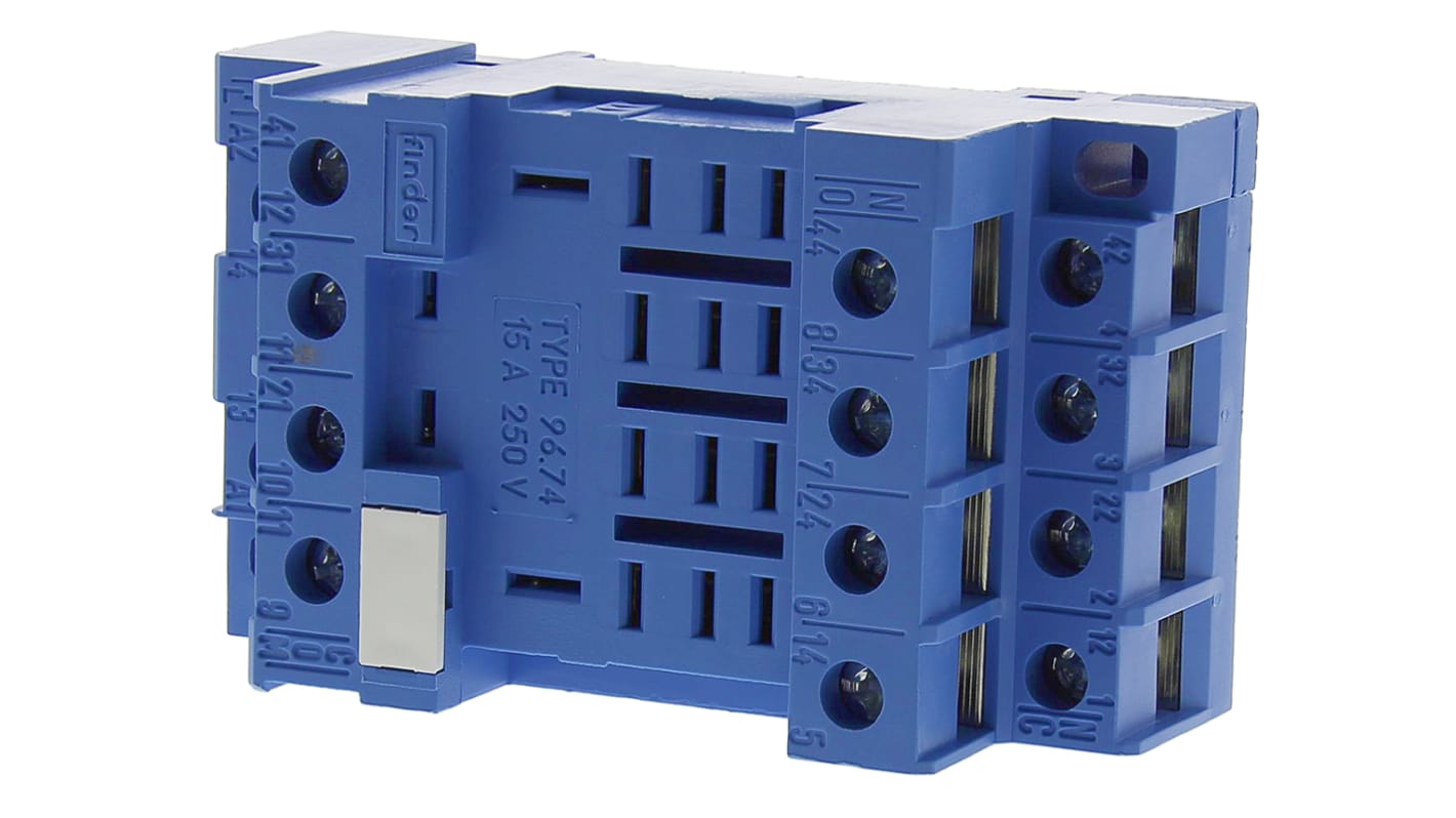 Finder 96 250V ac DIN Rail Relay Socket, for use with 56.34 Series Relay