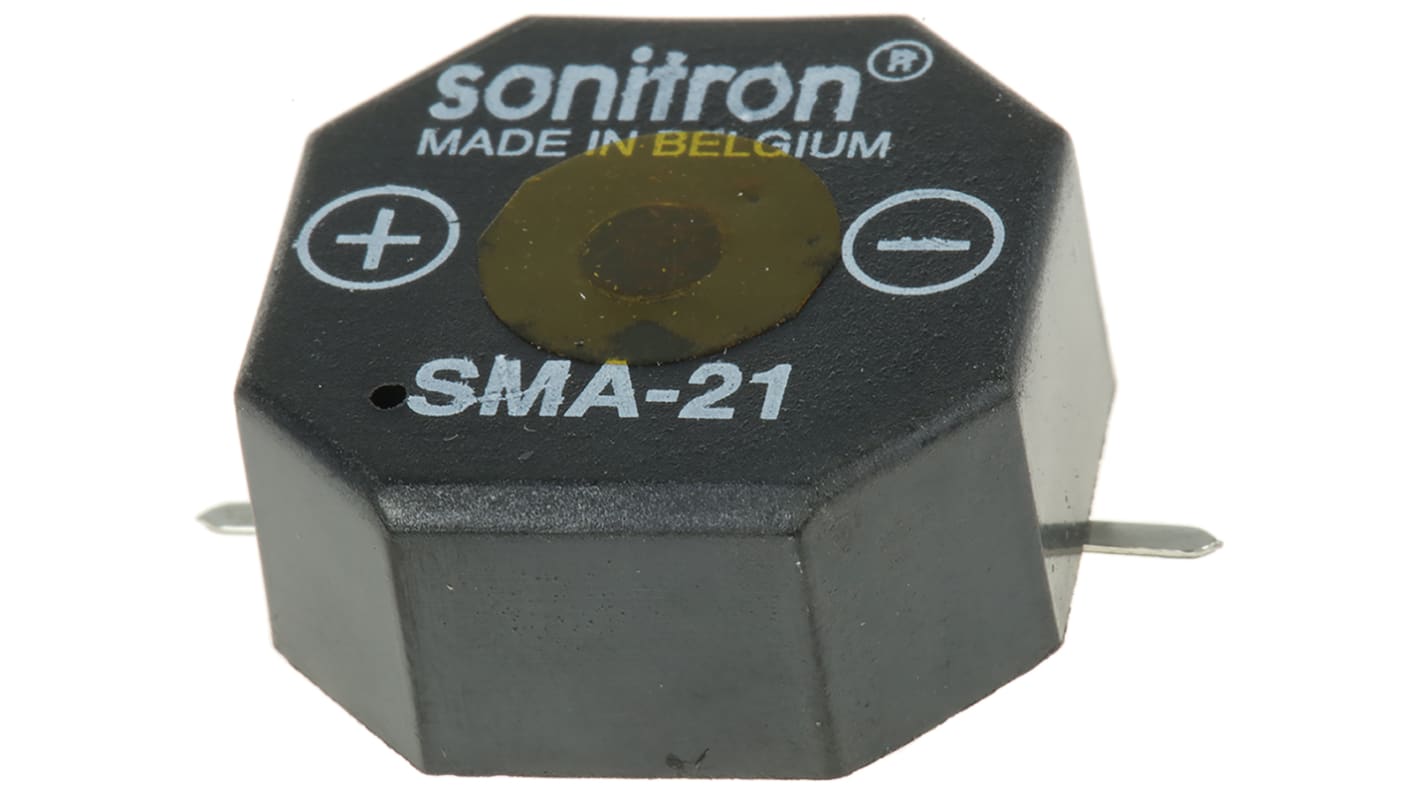 Sonitron 85dB蜂鸣器, 贴片安装, 1.5V 直流至24V 直流电源, 内部驱动, 最大3.795kHz, 21 x 21 9.5mm