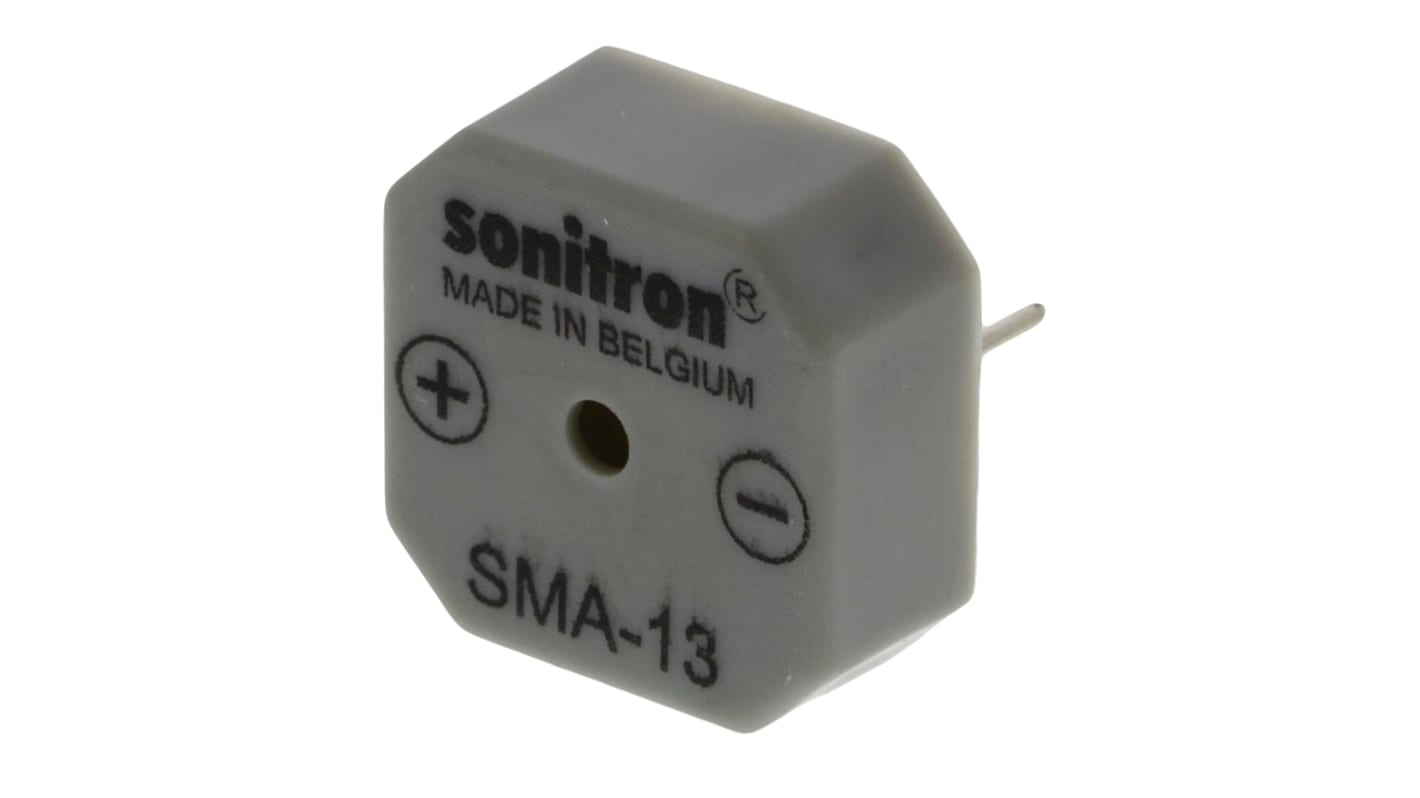 Sonitron 75dB Through Hole Continuous Internal Buzzer, 13.9 x 13.9 x 6mm, 1.5V dc Min, 24V dc Max