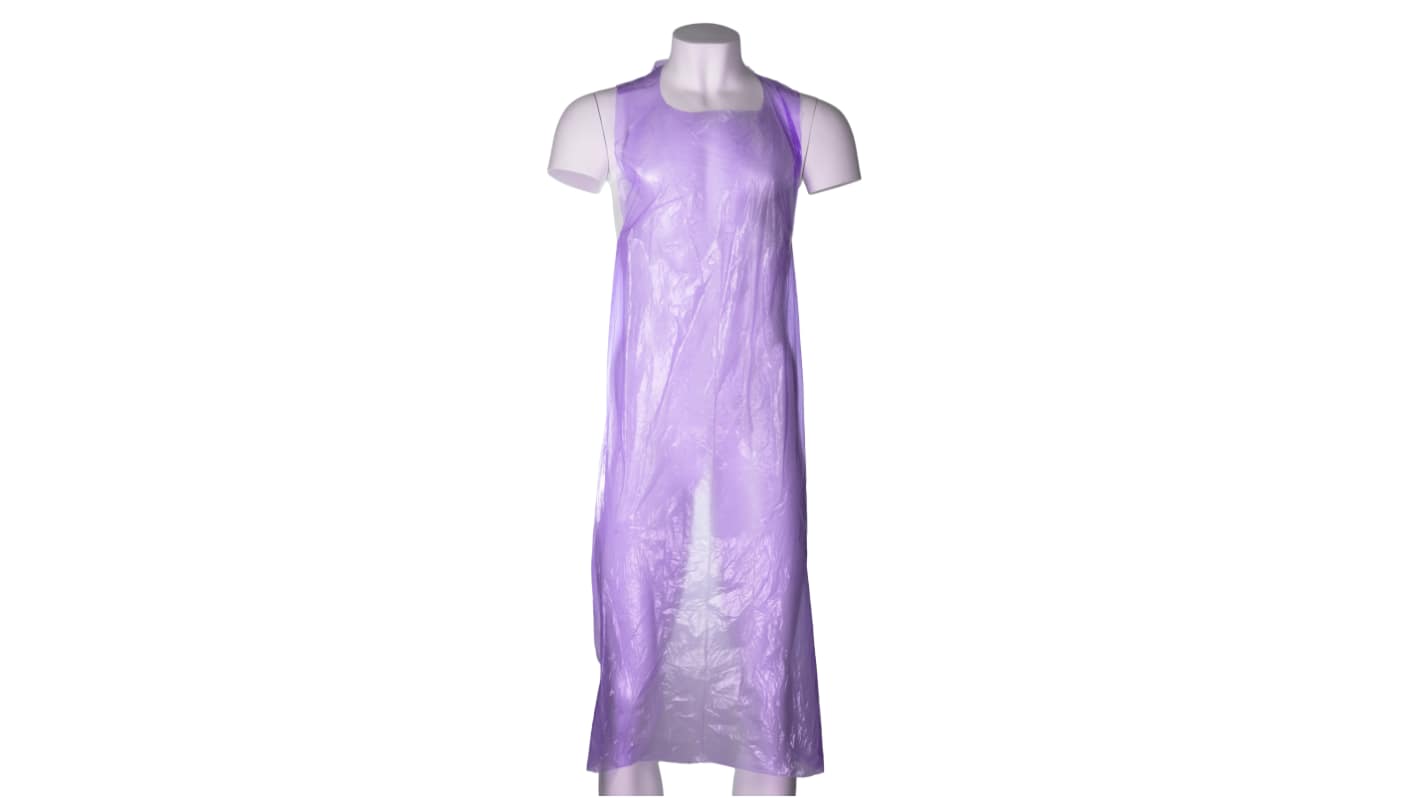 RS PRO Purple Polythene Disposable Apron, 200Each Per Box