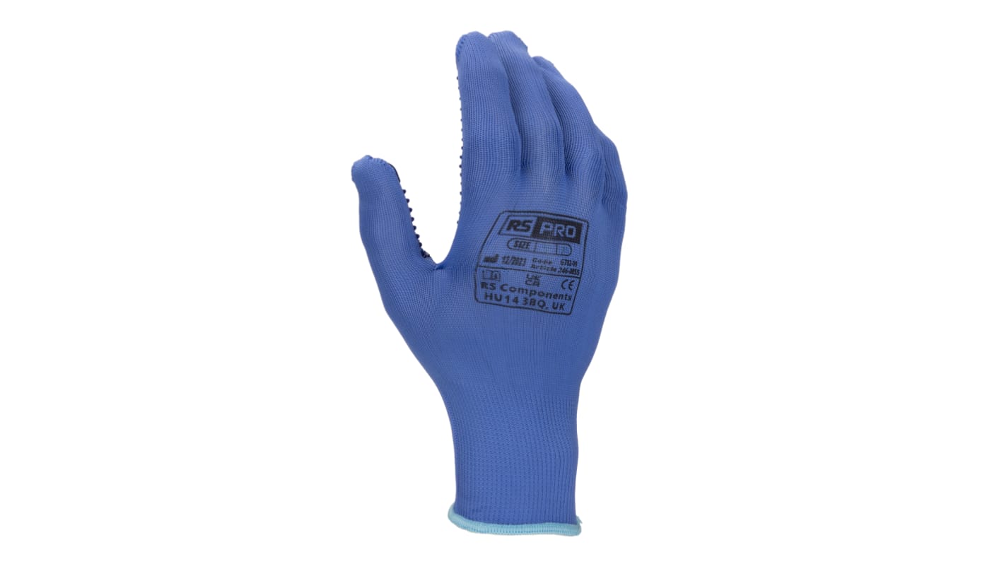 RS PRO White Polyester General Purpose Gloves, Size 9, Large, PVC dots Coating