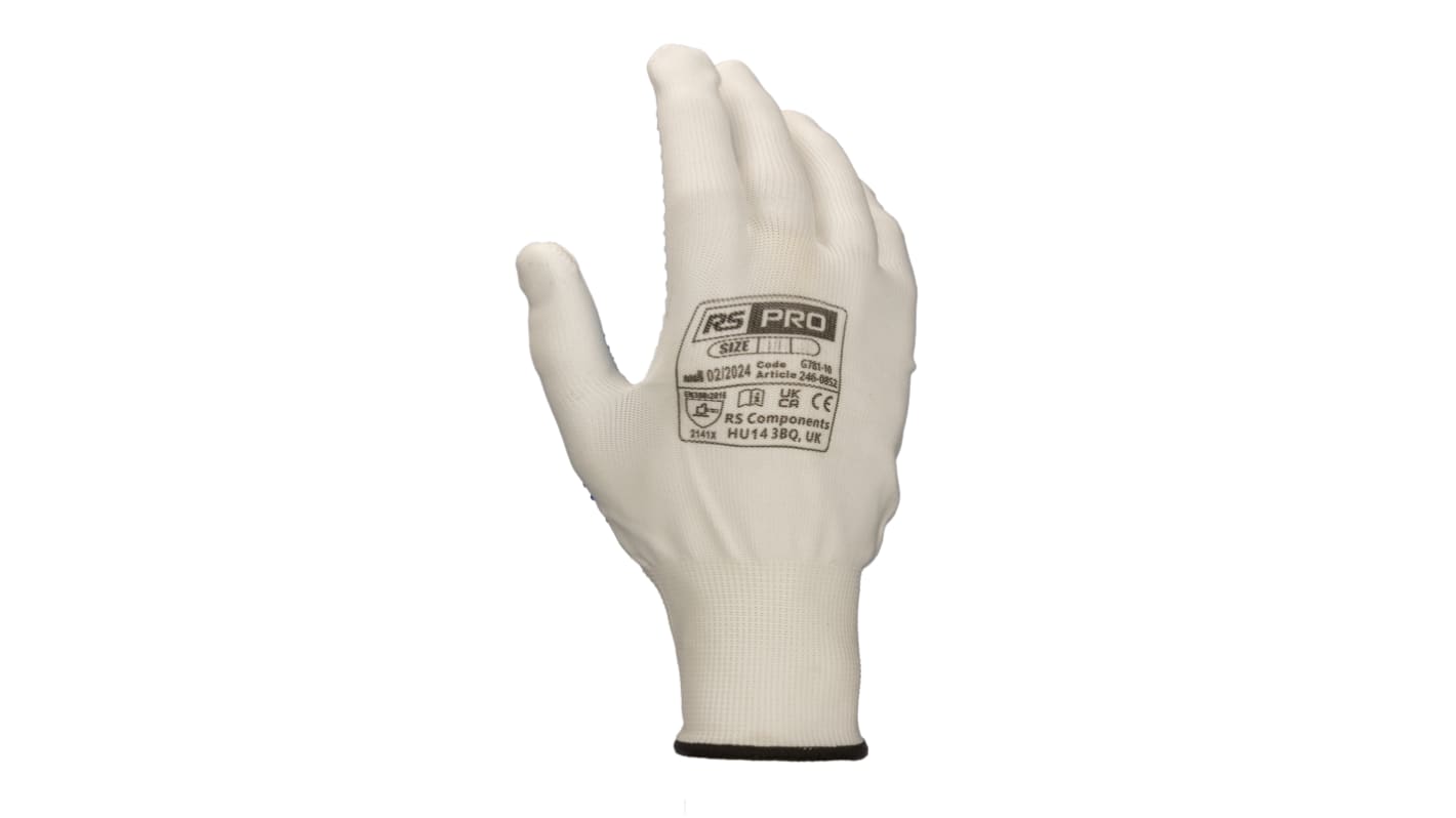 Guanti RS PRO, Tg. 10, XL, in Poliestere, col. Bianco