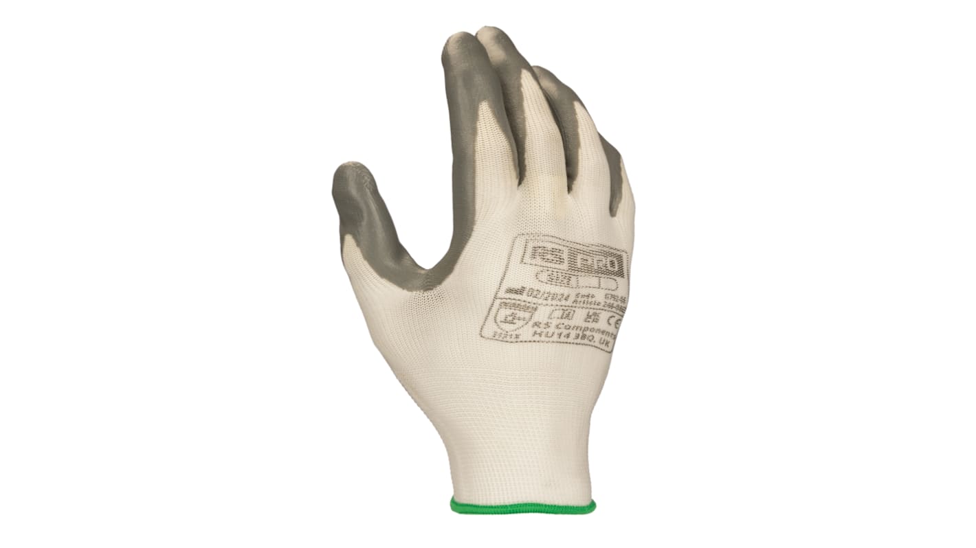 RS PRO Grey Polyester General Purpose Gloves, Size 7, Small, Nitrile Coating