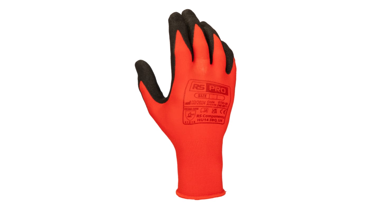Guanti RS PRO, Tg. 8, M, in Nylon, col. Nero/rosso