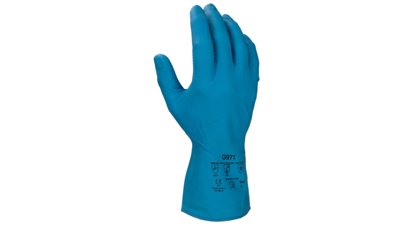 RS PRO Blue Nitrile Chemical Resistant Gloves, Size 9, Large