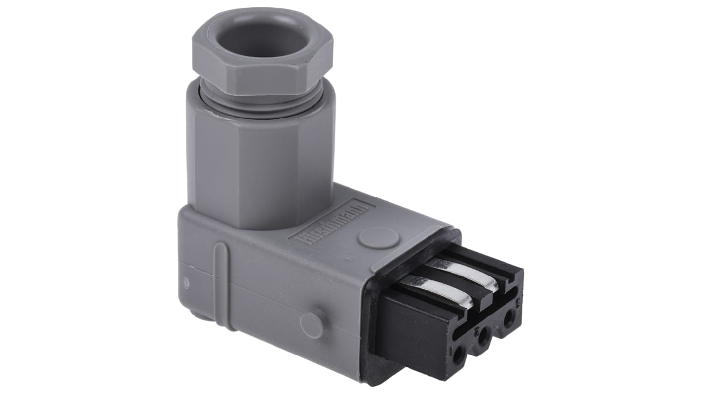 Hirschmann, ST Grey Cable Mount Right Angle Industrial Power Plug, Socket, Rated At 16A, 250 V, 400 V