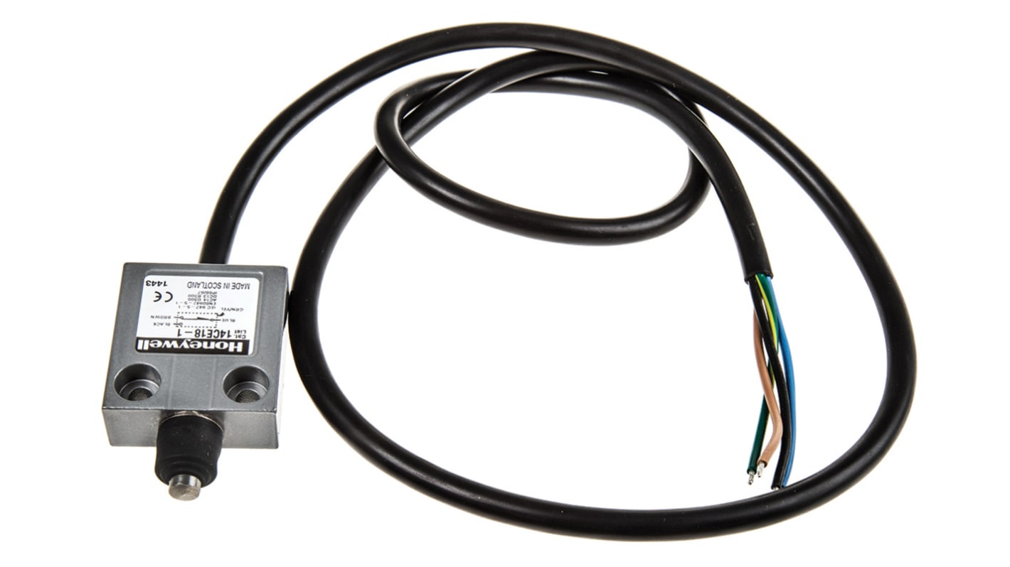 Honeywell 14CE Series Plunger Limit Switch, NO/NC, IP66, SPDT, Die Cast Zinc Housing, 240V ac Max, 5A Max