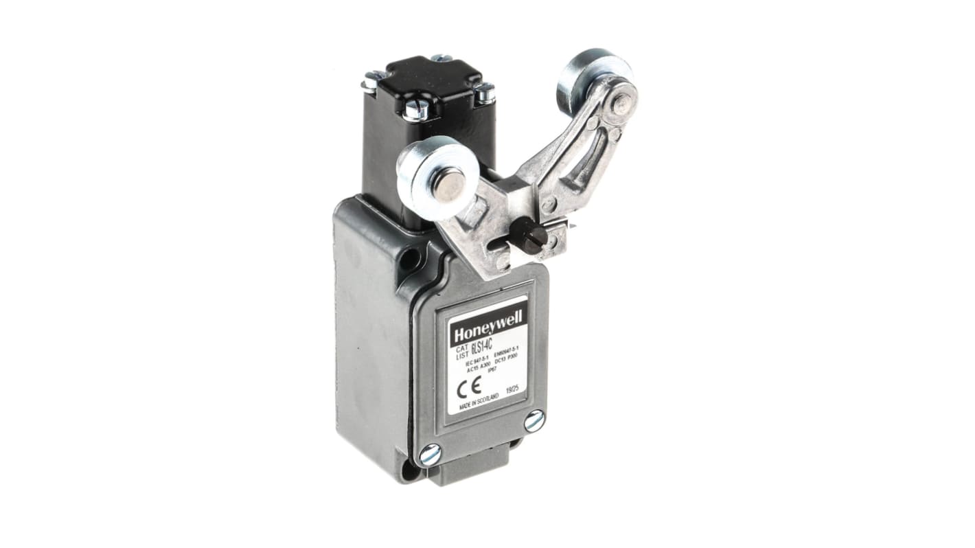 Honeywell LS Series Fork Roller Lever Limit Switch, NO/NC, IP67, SPDT, Die Cast Zinc Housing, 480V ac Max, 10A Max