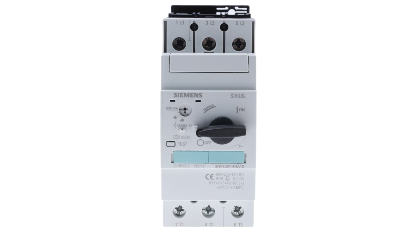 Siemens Sirius Innovation 690 V Motor Protection Circuit Breaker - 3P Channels, 40 → 50 A, 4 kA