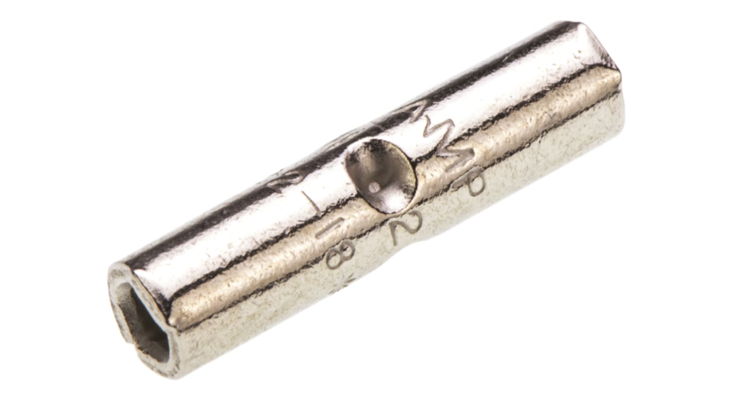 TE Connectivity, STRATO-THERM Butt Splice Connector, Uninsulated, Nickel 22 → 16 AWG