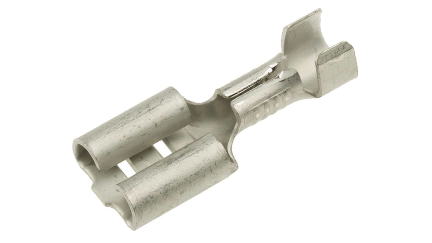 TE Connectivity FASTON .250 Uninsulated Female Spade Connector, Receptacle, 6.35 x 0.81mm Tab Size, 0.8mm² to 1.3mm²