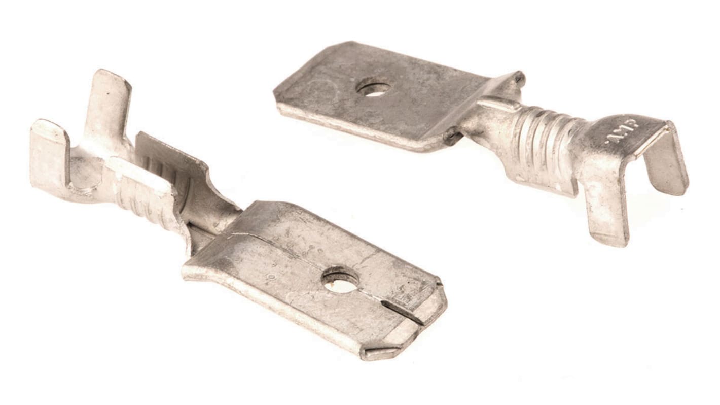 TE Connectivity FASTON .250 Uninsulated Male Spade Connector, Tab, 6.3 x 0.8mm Tab Size, 0.8mm² to 2mm²