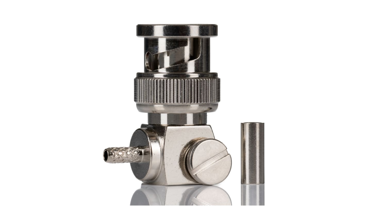 RS PRO, Plug Cable Mount BNC Connector, 50Ω, Crimp Termination, Right Angle Body