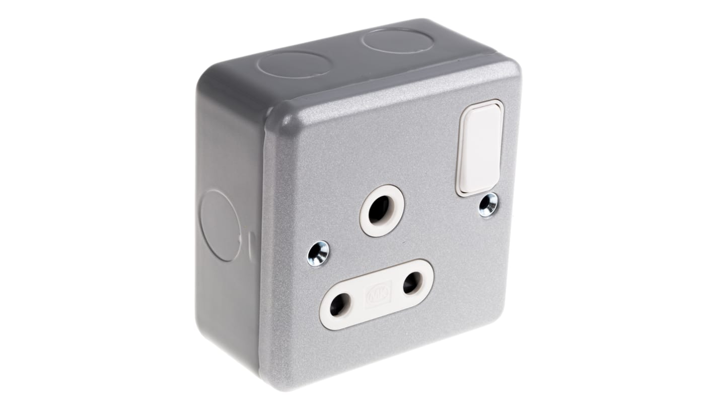 MK Electric Grey 1 Gang Plug Socket, 2 Poles, 15A, Indoor Use