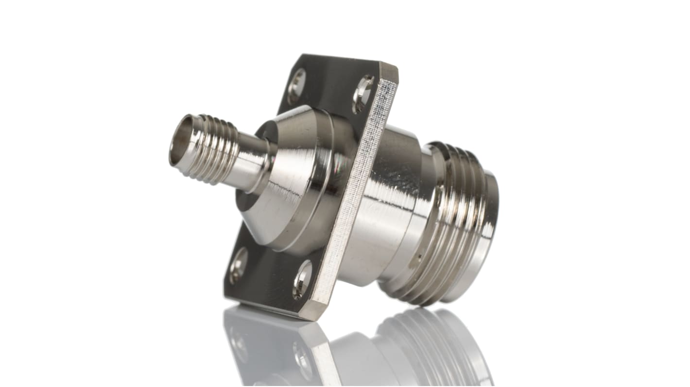 Adaptador coaxial RS PRO 50Ω, Conector Hembra Recto SMA a Conector Hembra N, 11GHz Coaxial Níquel