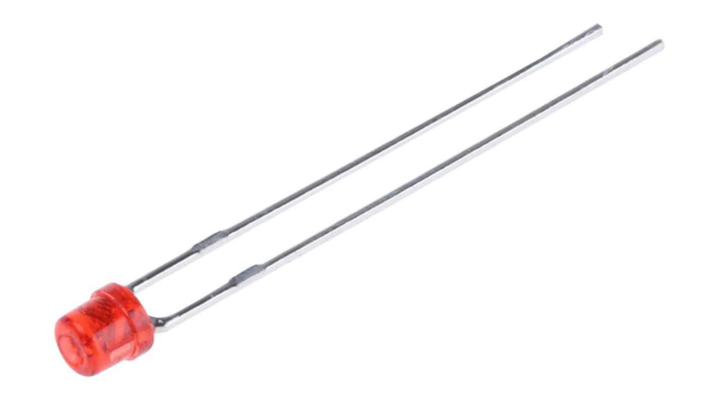 Kingbright2.5 V Red LED 3mm Through Hole, Cylindrical L-1334IT