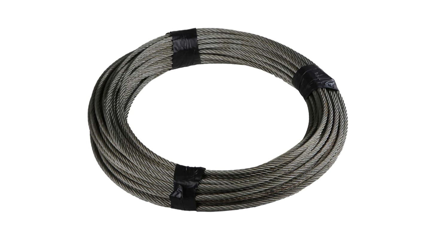 Cable metálico RS PRO de Metal Galvanizado, Ø 10 mm, long. 50m