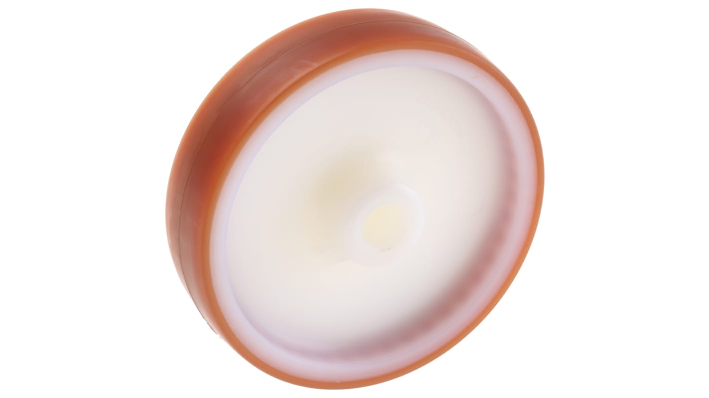 Kółko do wózka, Lite, Poliuretan, Brązowy, Biały, obc.: 230kg, śred.: 125mm, szer.: 30mm