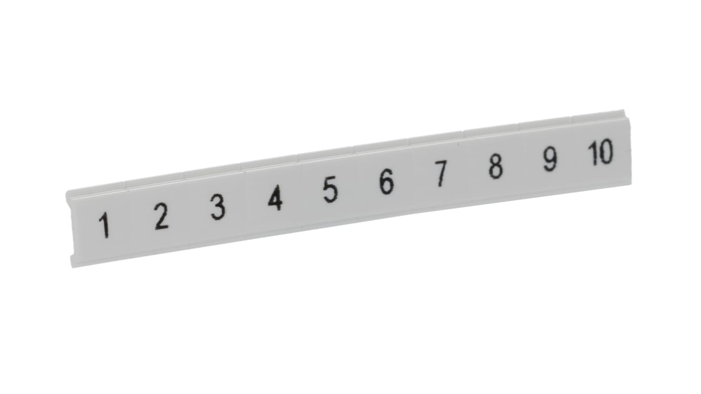 Phoenix Contact, LGS:FORTL.ZAHLEN 1-10, ZBF 5 Zack Marker Strip Flat for use with Terminal Block Width 5 mm