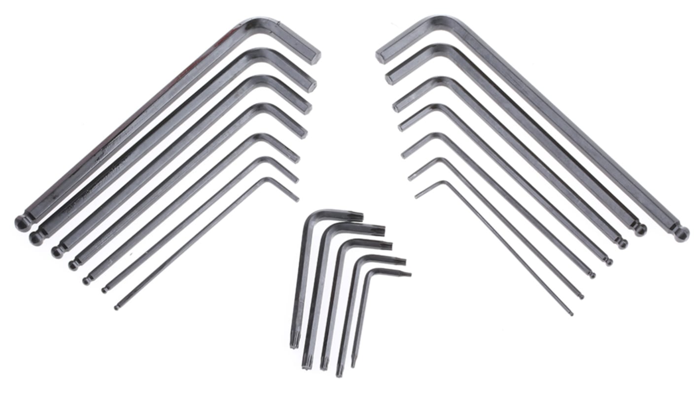 RS PRO 19 piece L Shape Imperial, Metric Hex Key Set, 2 → 8 mm, T6 → T25