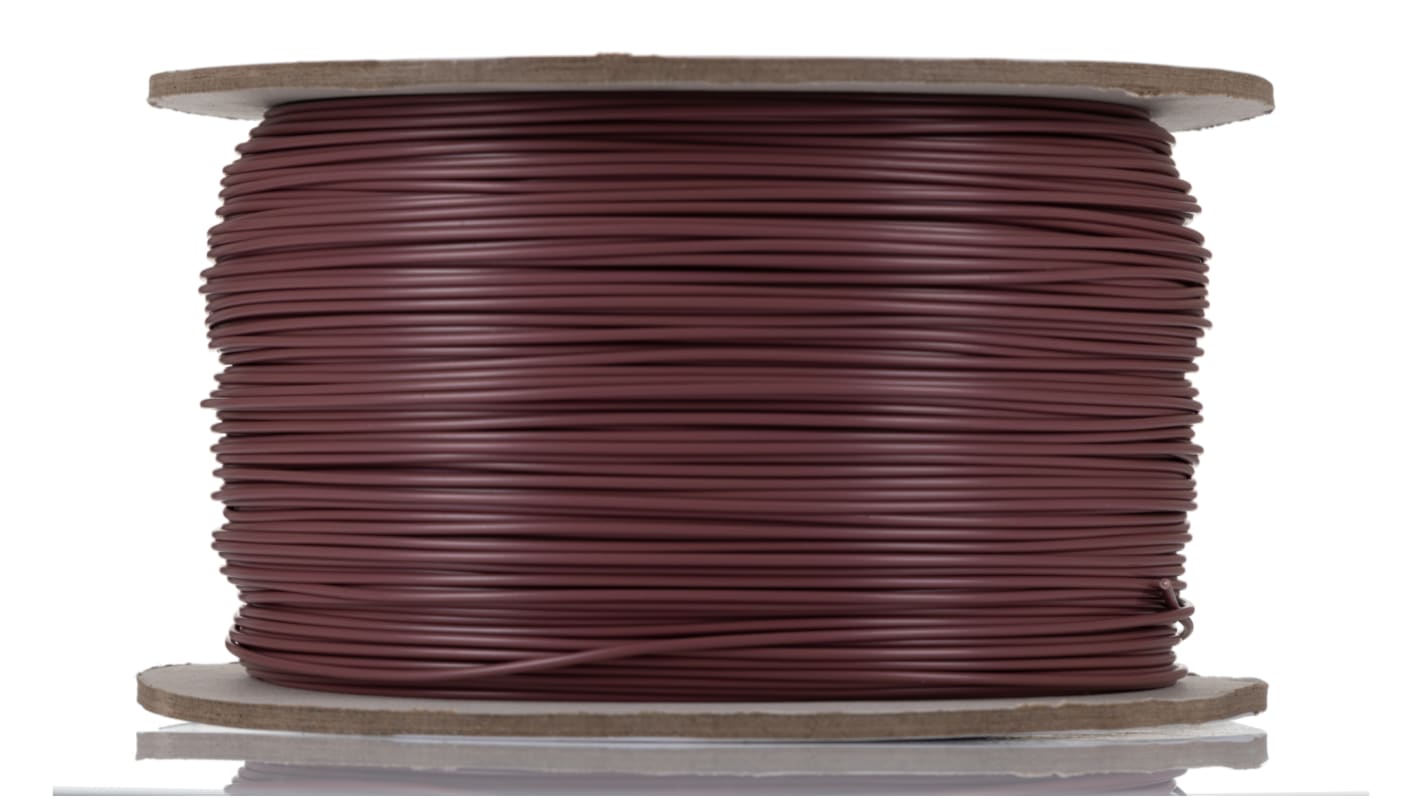 RS PRO Copper Brown 0.5mm² Hook Up Wire, 20 AWG, 1/0.8 mm, 500m, PVC Insulation
