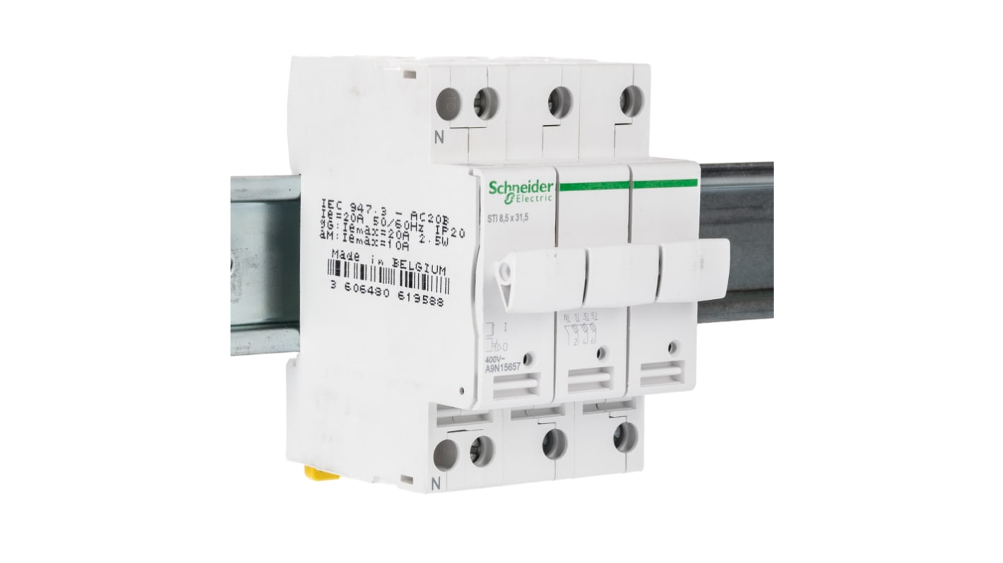 Schneider Electric Fuse Switch Disconnector, 3 Pole, 10A Max Current, 2A Fuse Current