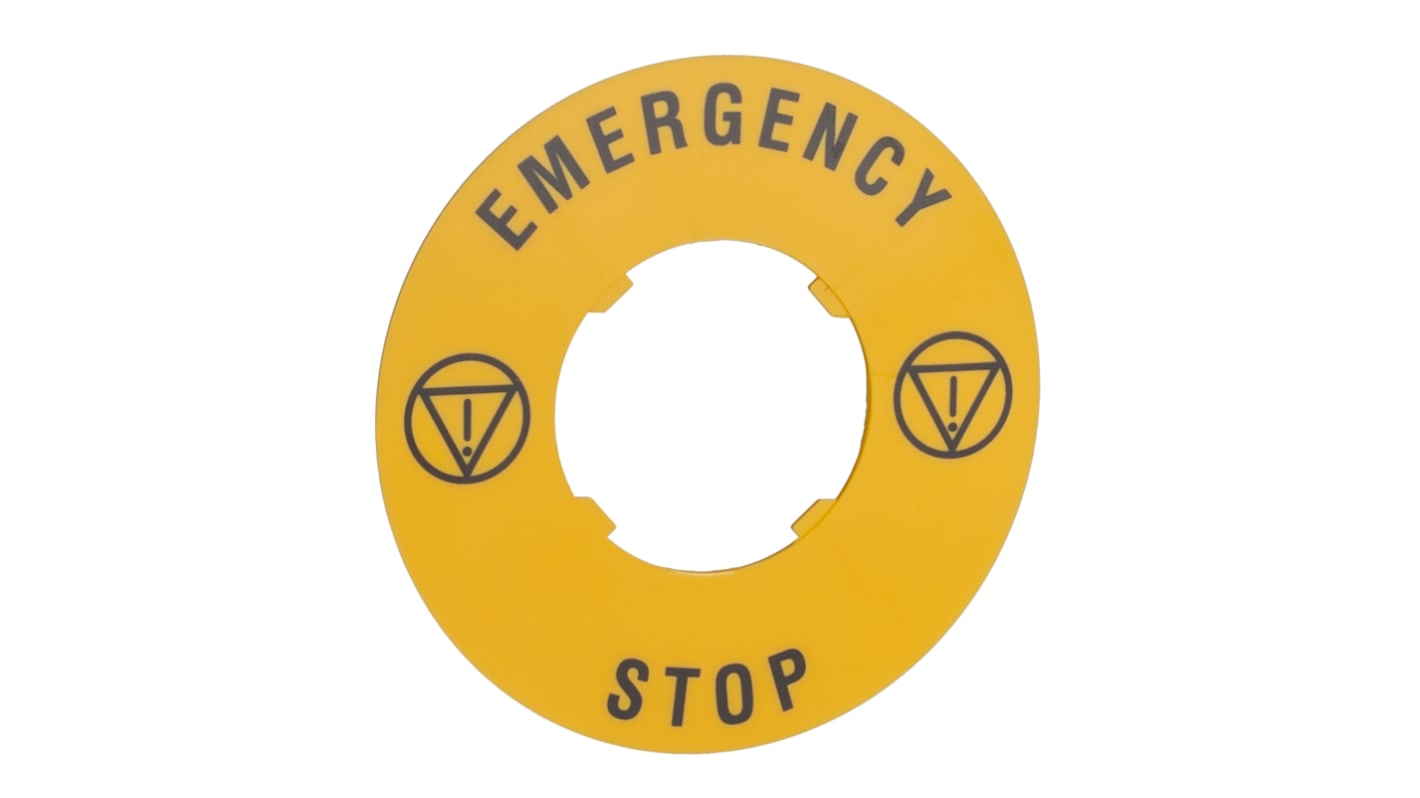 Lovato LPXAU Series Yellow Push Button Head Cap, Push Emergency Stop Actuation, 28.5mm Cutout