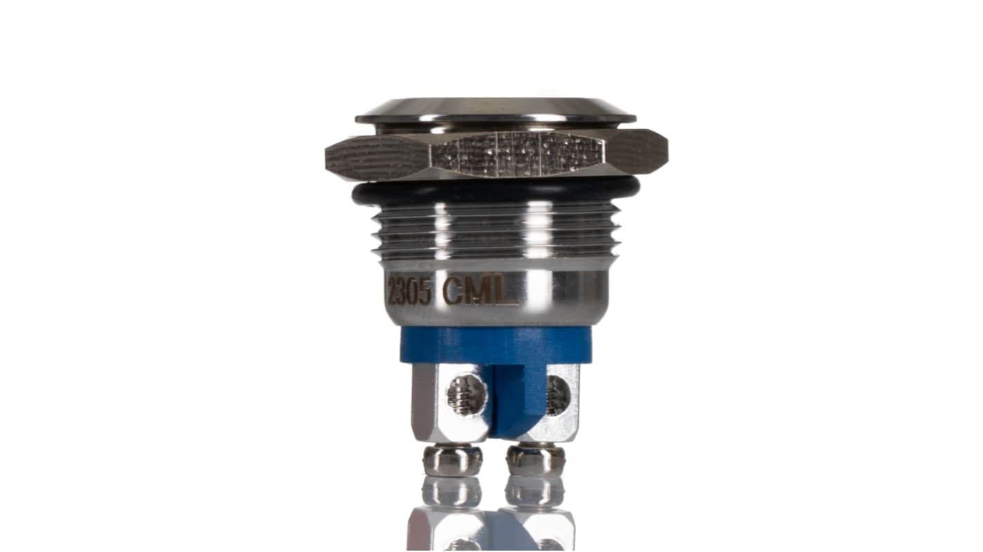 RS PRO Push Button Switch, Momentary, Panel Mount, 16.2mm Cutout, SPST, 250V ac, IP65