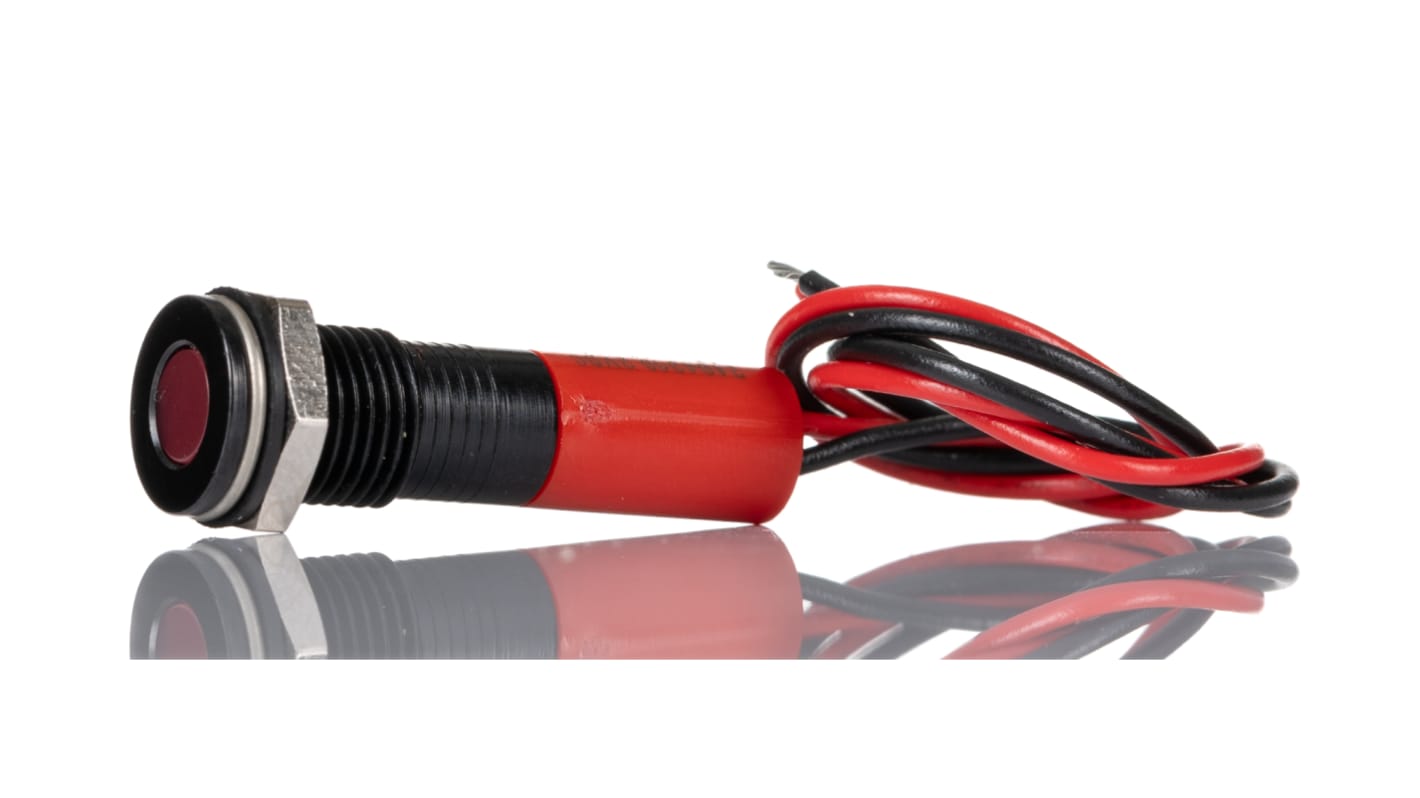 RS PRO 红色LED面板指示灯, 2V 直流, Φ8mm安装孔, 引线端接, IP67