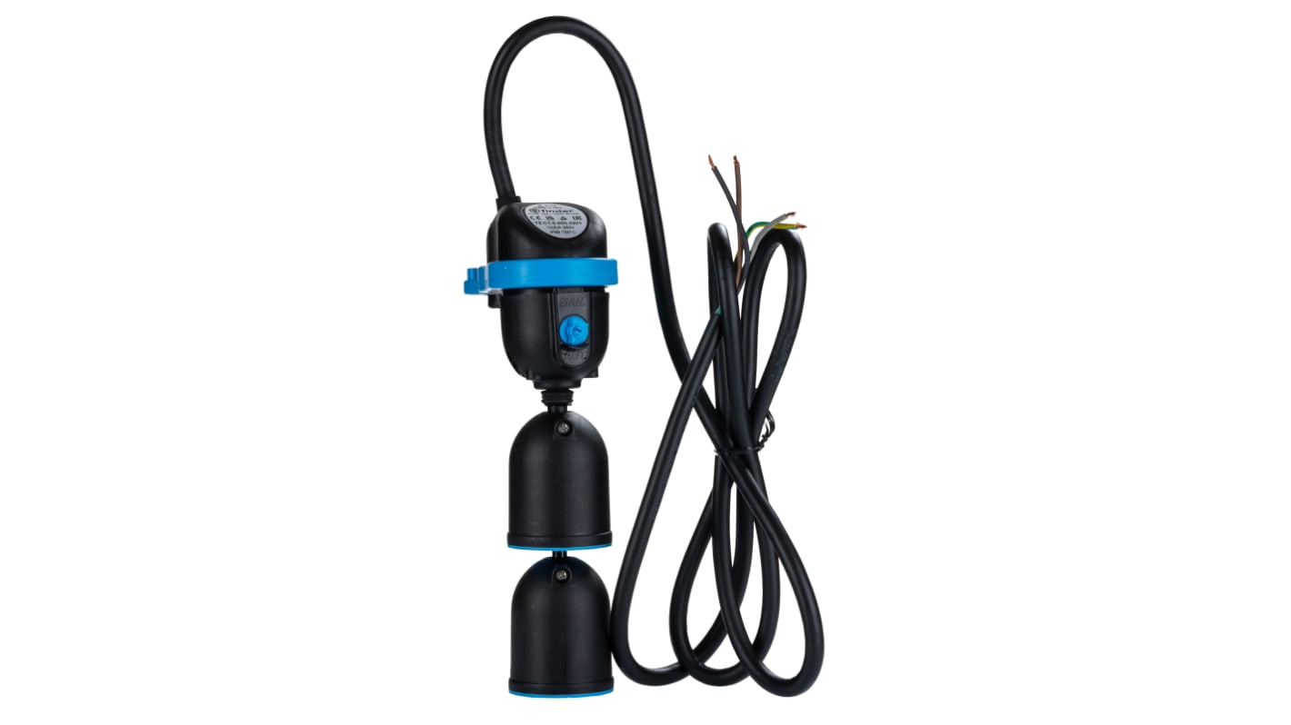 Finder 72 Series Wall Mount Polypropylene Float Switch, Float, 2m Cable, 250V ac Max, 30V dc Max