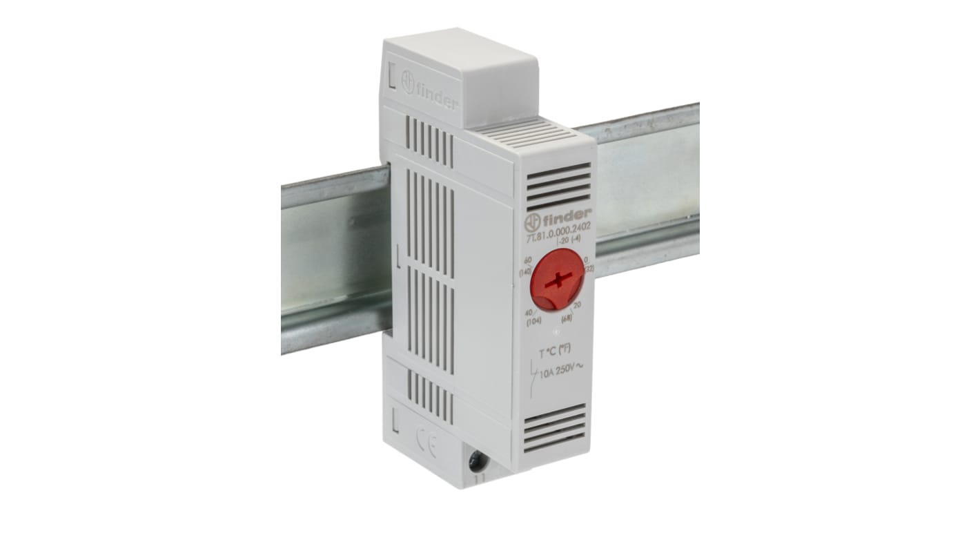 Finder 7T SPST Thermostats, 10A, -45 → +80 °C