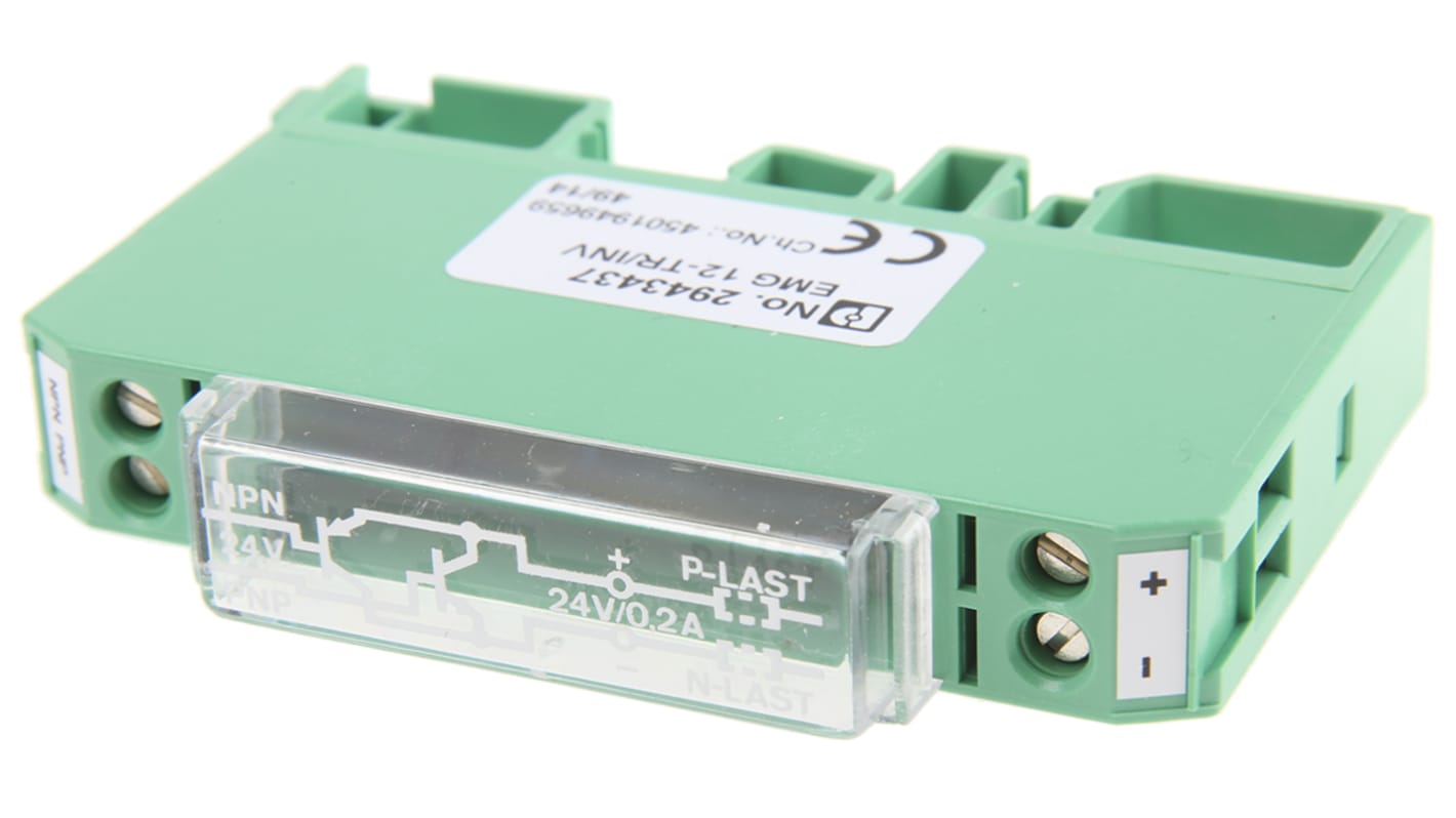 Phoenix Contact 开关放大器, 20 V dc → 30V 直流NPN，PNP输入, 电流输出, 24V, DIN导轨安装