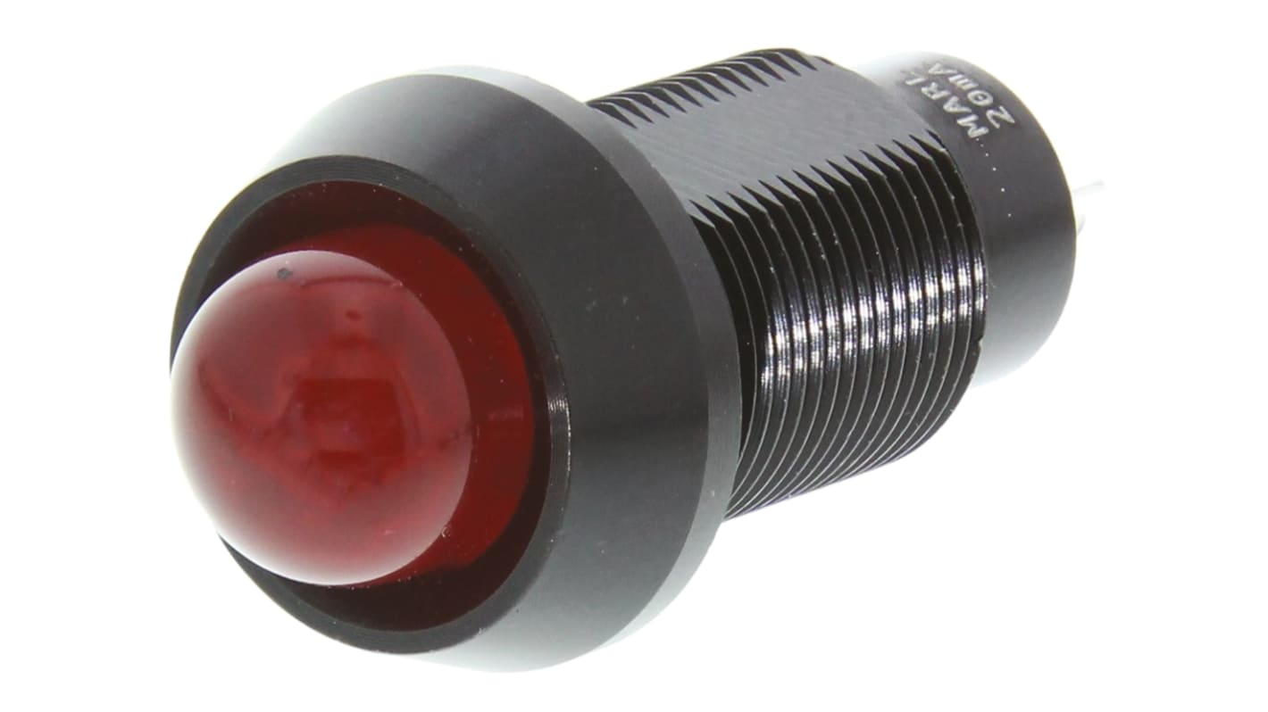 Marl Red Panel Mount Indicator, 1.9V dc, 12.7mm Mounting Hole Size, Solder Tab Termination