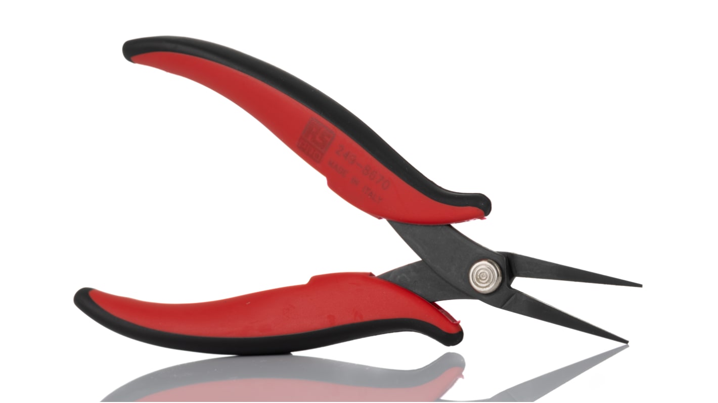 RS PRO Long Nose Pliers, 160 mm Overall, Straight Tip, 28mm Jaw