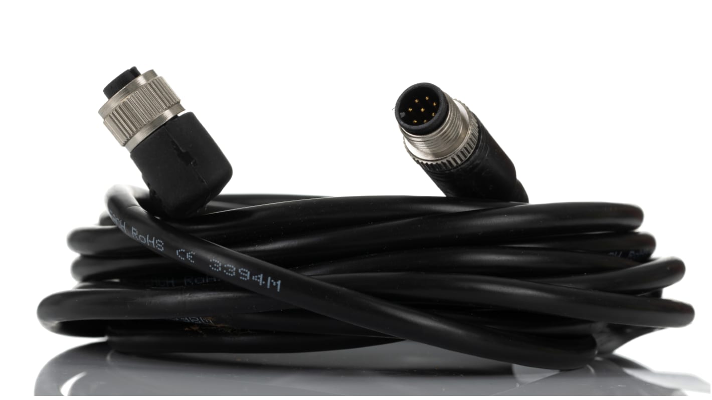 RS PRO Right Angle Female M12 to Male M12 Sensor Actuator Cable, 5m