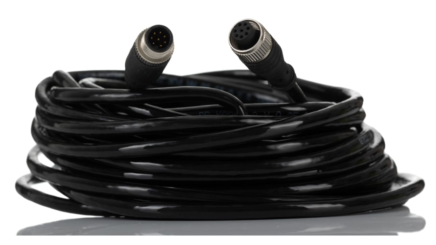 RS PRO Straight Female M12 to Straight Male M12 Sensor Actuator Cable, 10m