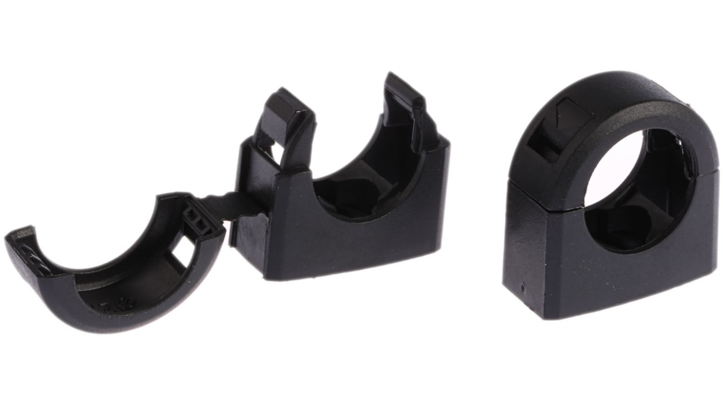 Adaptaflex Conduit Clip, Conduit Fitting, 20mm Nominal Size, Nylon 66, Black