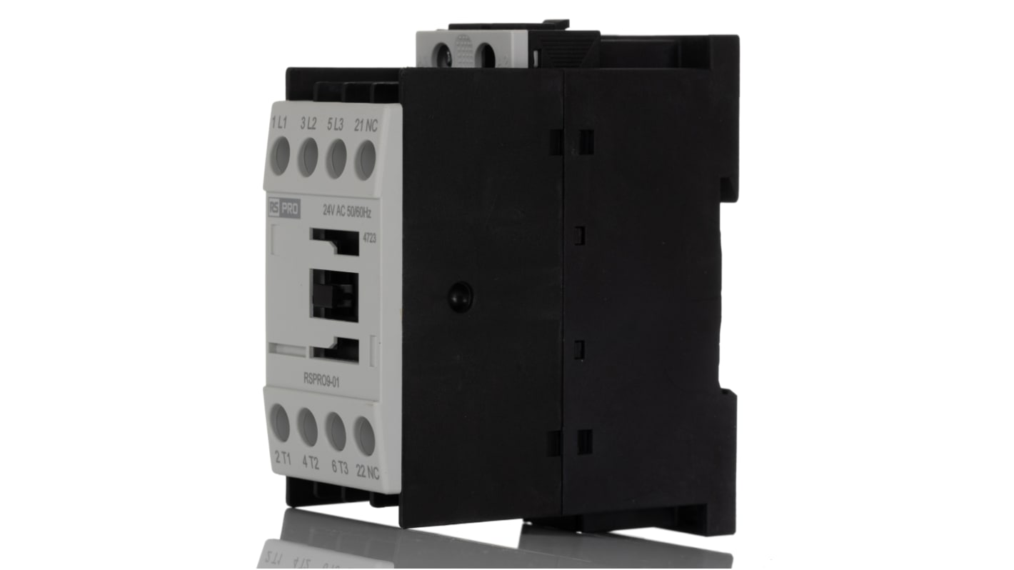 Contattore ElectroMechanical RS PRO, 3 poli, 1NC, 9 A, 4 kW, bobina 24 V CA