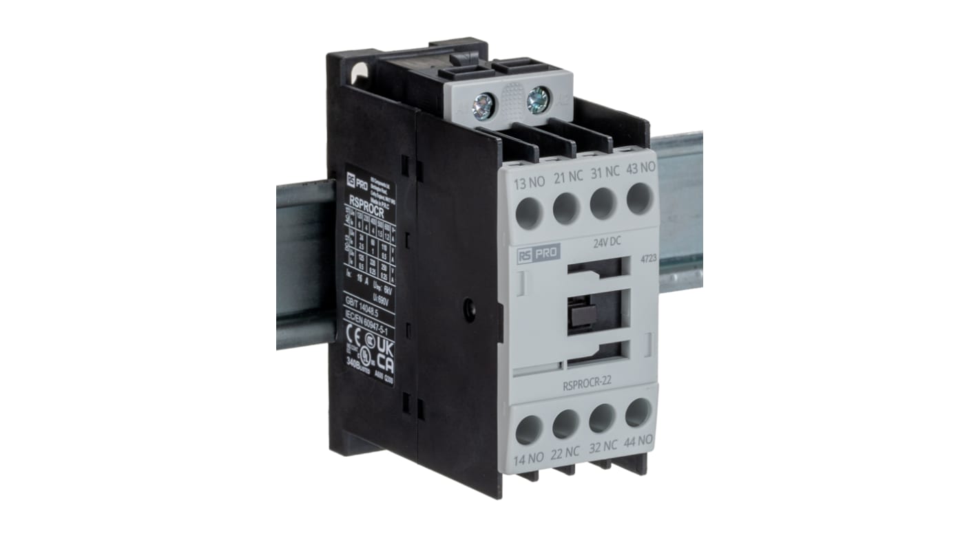 Contactor RS PRO RSPROCR-22 de 1 polo, 2 NA / 2 NC, 4 A, bobina 24 V cc, -