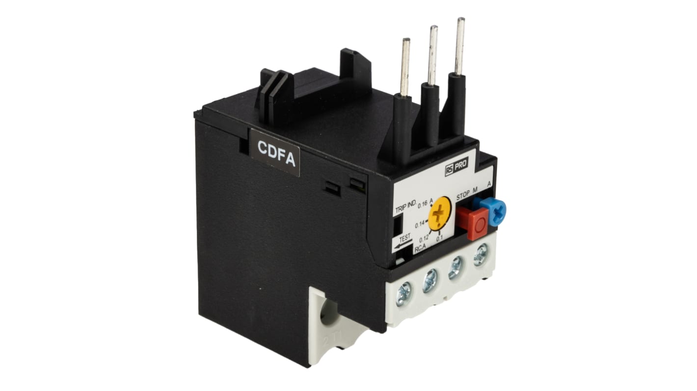 RS PRO Thermal Overload Relay 1NC/1NO, 0.16 A F.L.C, 160 mA Contact Rating, 5.4 W, 4000 V ac, RSPROOL12