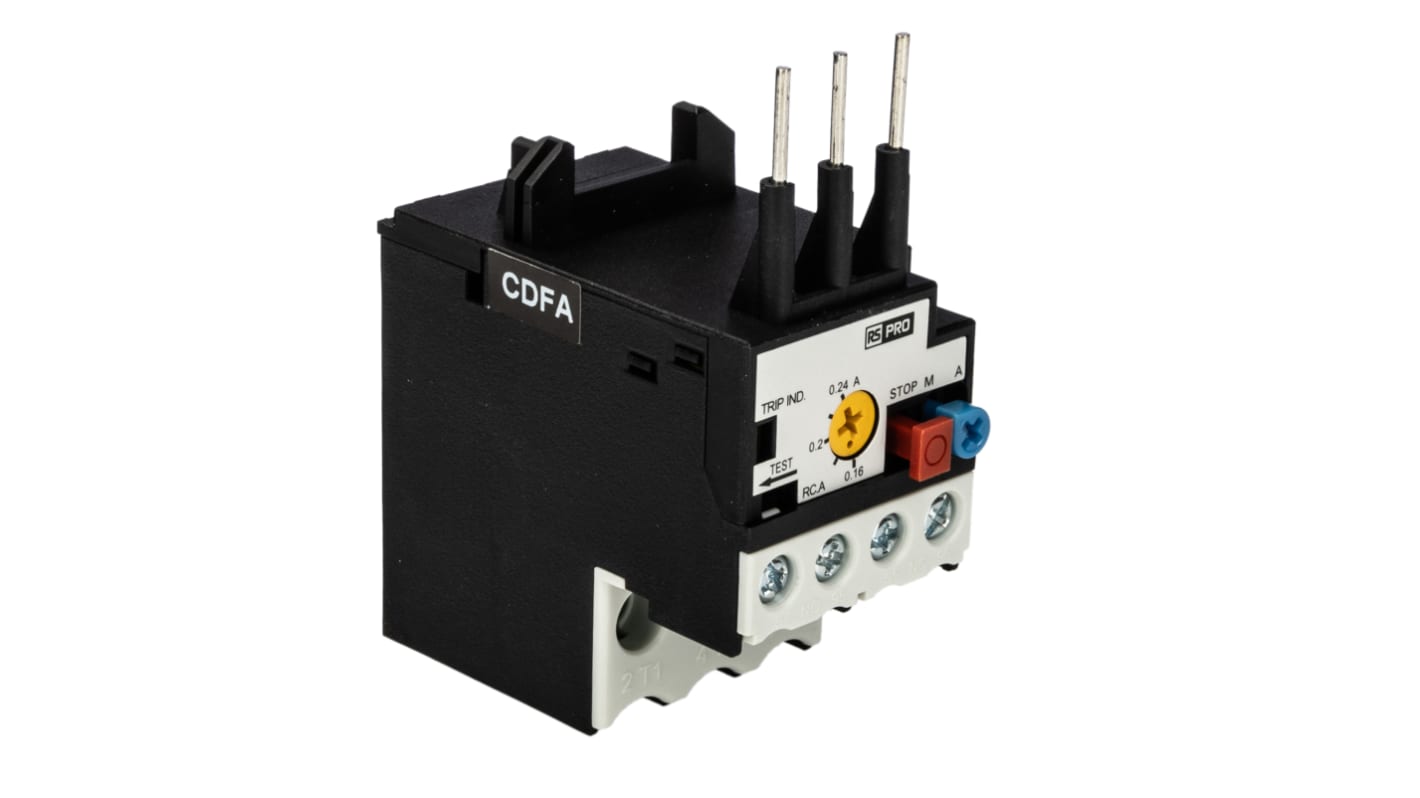 RS PRO Thermal Overload Relay 1NC/1NO, 0.24 A F.L.C, 240 mA Contact Rating, 5.4 W, 4000 V ac, RSPROOL12