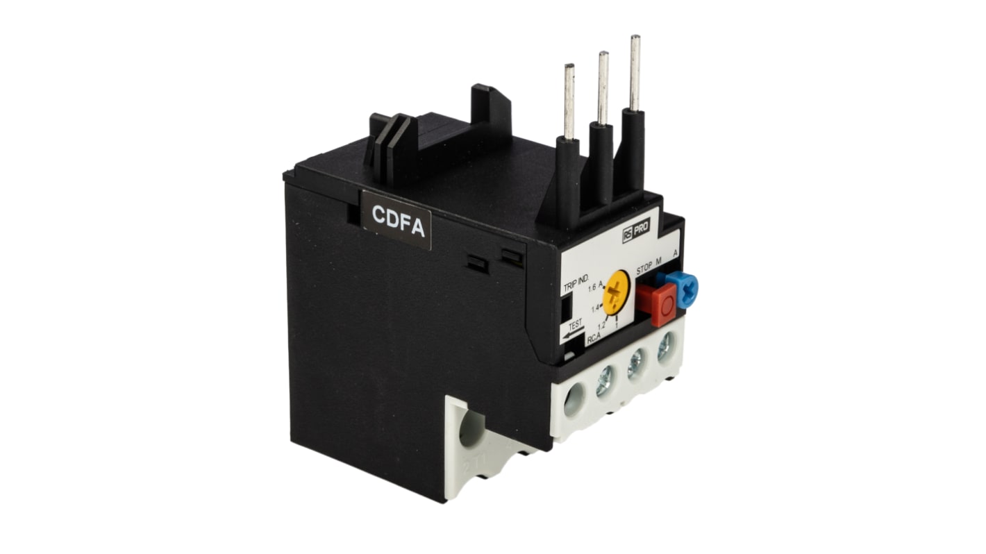 RS PRO Thermal Overload Relay 1NC/1NO, 1.6 A F.L.C, 1.6 A Contact Rating, 5.4 W, 4000 V ac, RSPROOL12